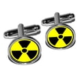 thumbnail image 1 of Radioactive Nuclear Warning Symbol Round Cufflinks, 1 of 1