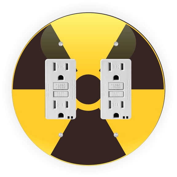 Radioactive Symbol Design - Round Light Switch Plate Cover - Double GFI
