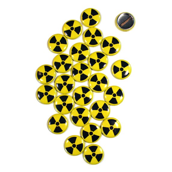 Radioactive Symbol Pinback Buttons - 1 Inch Round - 25 Pack