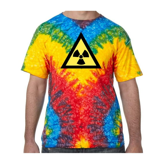 Radioactive Triangle Symbol Tie Dye Tee Shirt - Woodstock, Medium