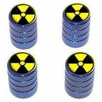 Radioactive Yellow on Black Tire Rim Wheel Aluminum Valve Stem Caps, Multiple Colors