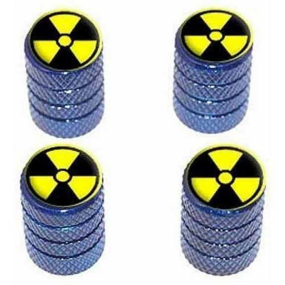 Radioactive Yellow on Black Tire Rim Wheel Aluminum Valve Stem Caps, Multiple Colors