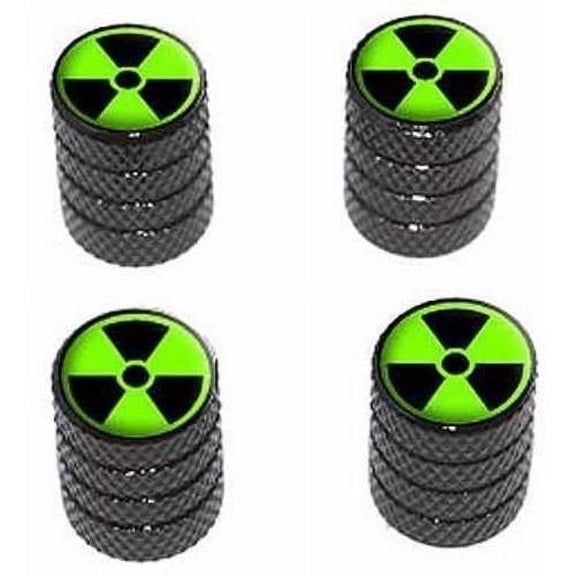Radioactive on Green Tire Rim Wheel Aluminum Valve Stem Caps, Multiple Colors