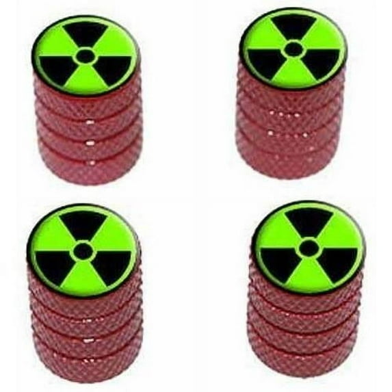Radioactive on Green Tire Rim Wheel Aluminum Valve Stem Caps, Multiple Colors