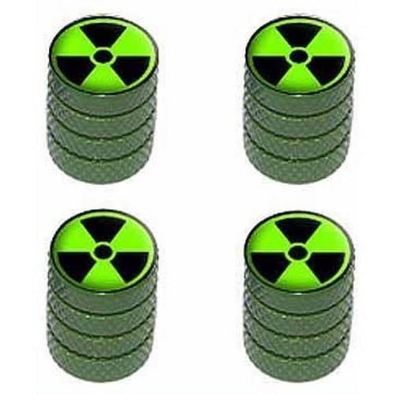 Radioactive on Green Tire Rim Wheel Aluminum Valve Stem Caps, Multiple Colors