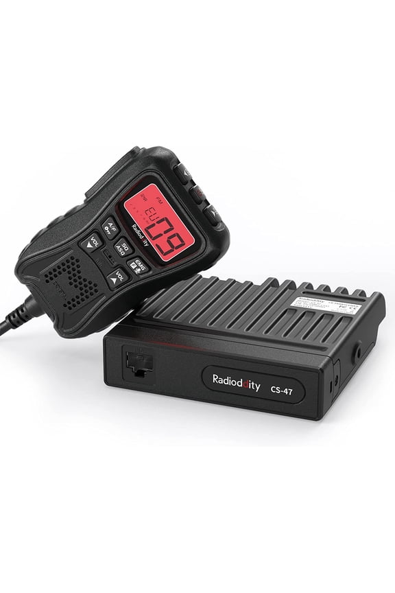 CS-47 CB Radio, AM/FM, 40-Channel, Large 7-Color Backlit LCD Display Mic with Built-in Speaker, VOX, RF Gain Long-Range Compact CB Radios for Offroad, Truckers, Backcountry
