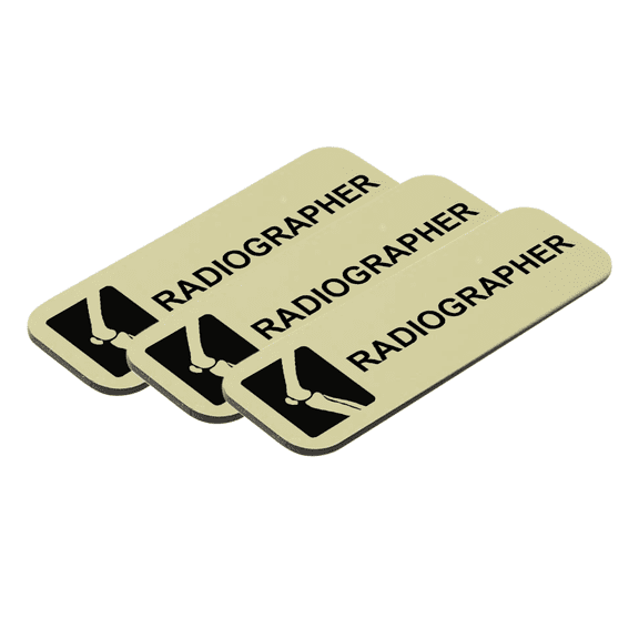 Radiographer 1" x 3" Name Tag/Badge, Brushed Gold, (3 Pack)
