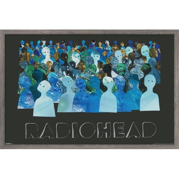 Radiohead - Blue Crowd Silhouettes Wall Poster, 22.375" x 34" Framed