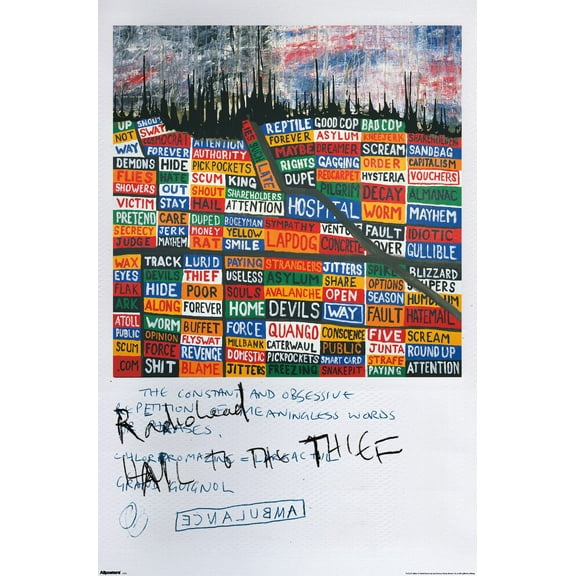 Radiohead - Hail to the Thief Scribble Wall Poster, 14.725" x 22.375"