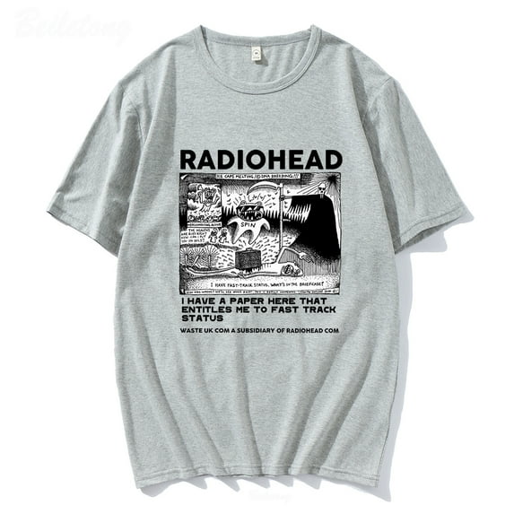 Radiohead Inspired Vintage Graphic Cotton-Blend T-Shirt - Unisex Oversized Short Sleeve Summer