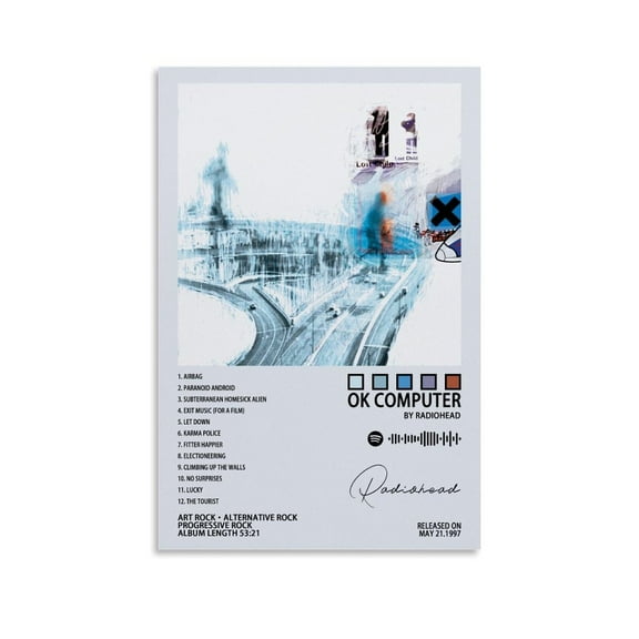 Radiohead Poster OK Computer Album Cover Posters for Room Aesthetic Canvas Wall Art for Teens Room Decor