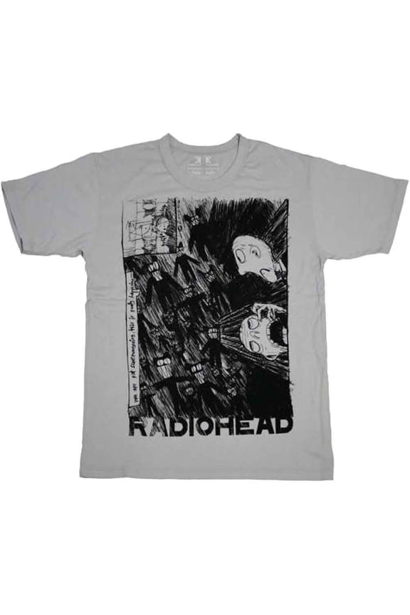 Radiohead Scribble Slim Fit Men's T-Shirt Gray Medium