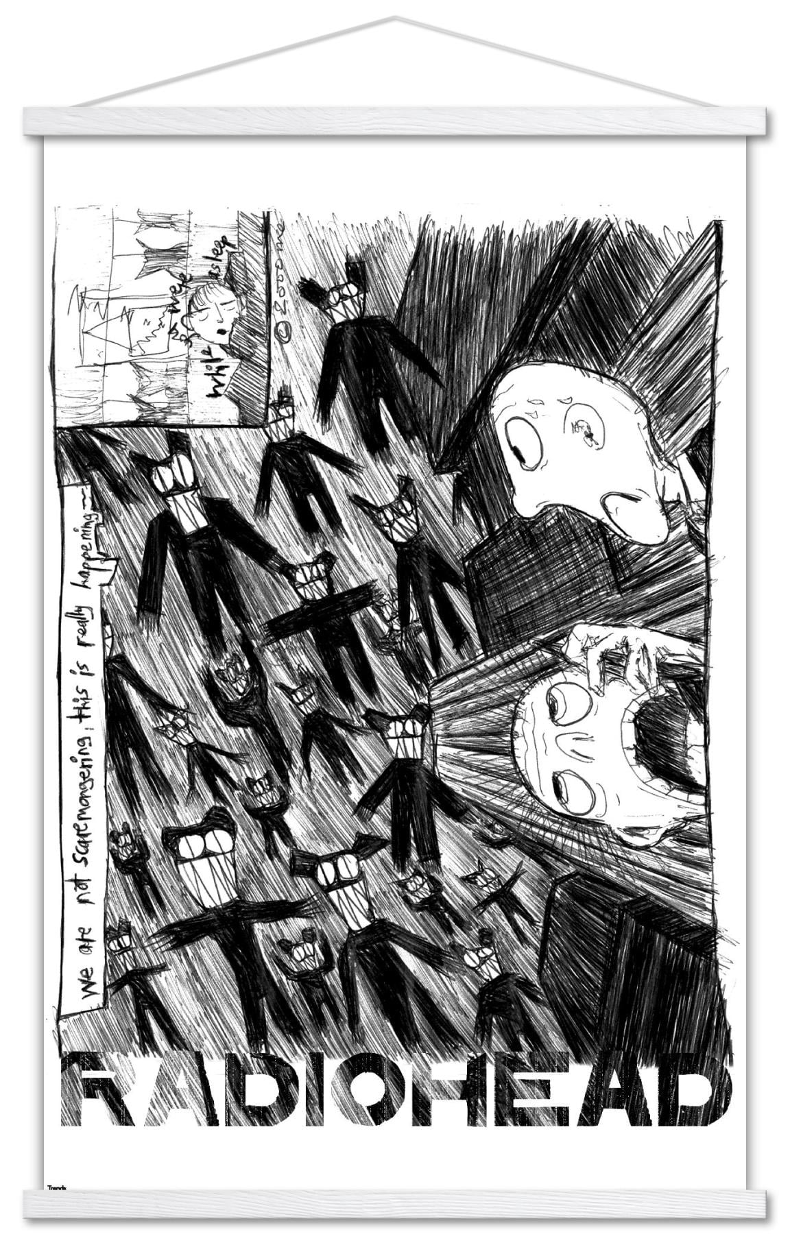 RADIOHEAD / The Giant Businessman ポスター Radiohead - Scribble Wall Poster with Magnetic Frame, 22.375