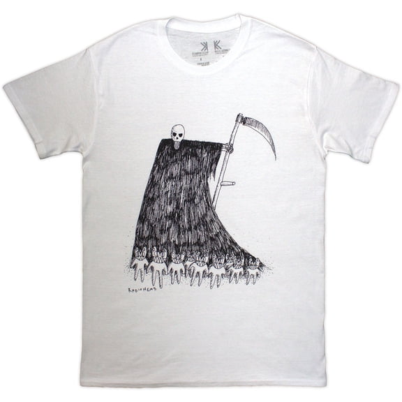 Radiohead Unisex Organic T-Shirt Grim Reaper (White) (Medium)