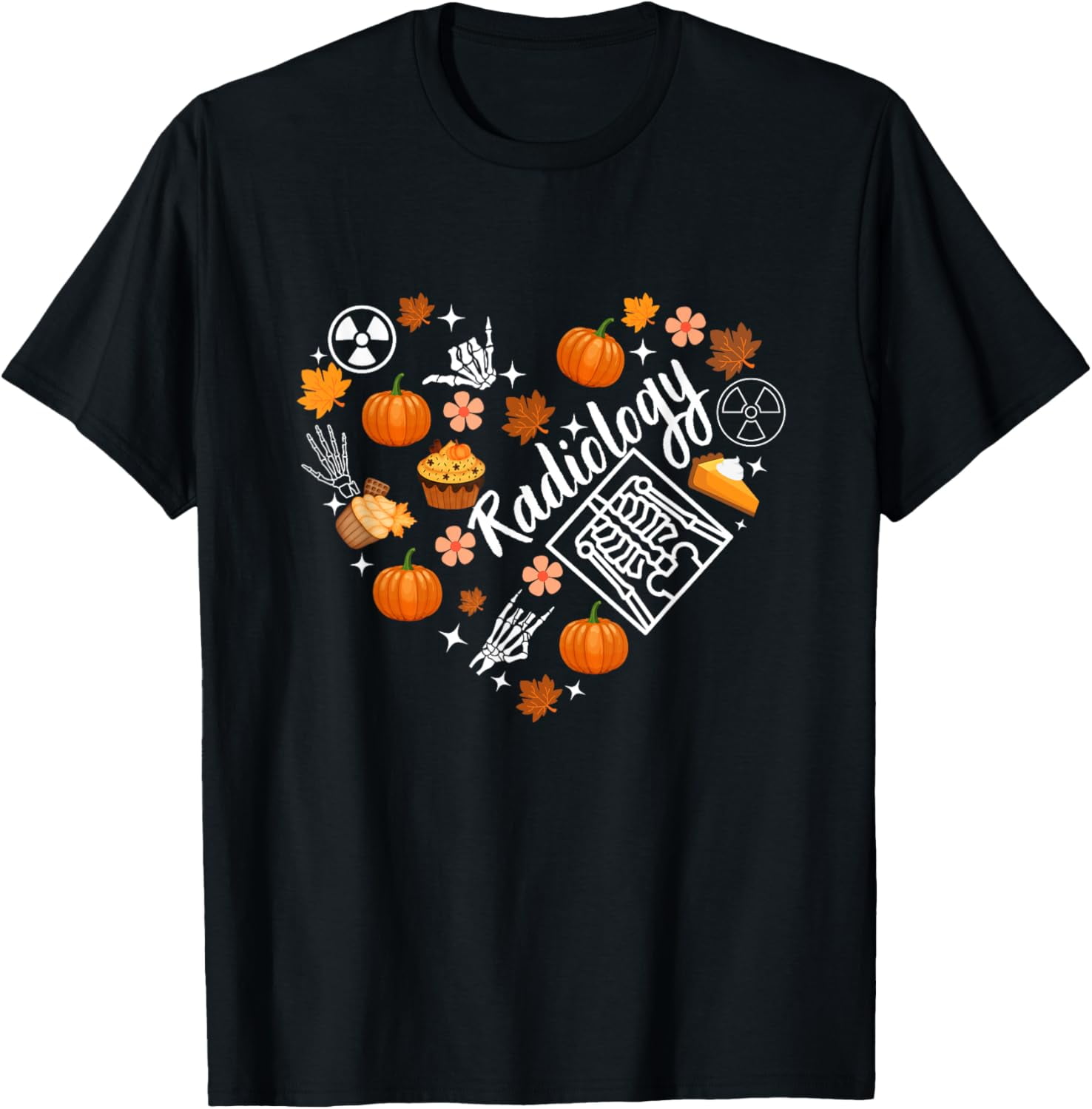 Radiology Fall Heart Xray Tech Autumn Pumpkin Thanksgiving T-Shirt