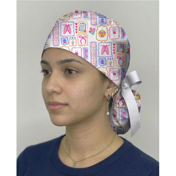 Radiology Scrub Cap, X-Ray Tech Bouffant Surgical Hat, Cute Radiology Tech Gift, Medical Imaging Scrub Hat, Pink Healthcare Cap