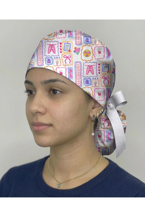 Radiology Scrub Cap, X-Ray Tech Bouffant Surgical Hat, Cute Radiology Tech Gift, Medical Imaging Scrub Hat, Pink Healthcare Cap