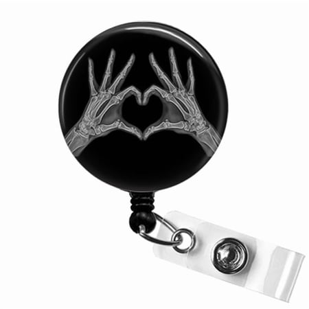 Radiology Tech Badge Reel – X-Ray Hands Heart ID Clip for Ortho & Imaging Pros | Scrapheart