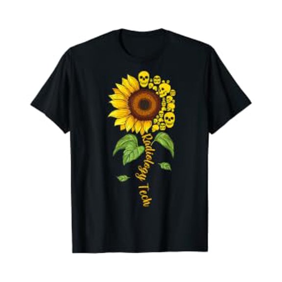 Radiology Tech - Radiographer Rad Tech Sunflower Skull Gift T-Shirt