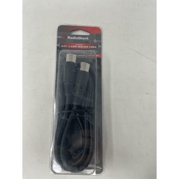 Radioshack - 6 Ft. Midi/din Cable - 5-pin Male To 5-pin Male - Shielded