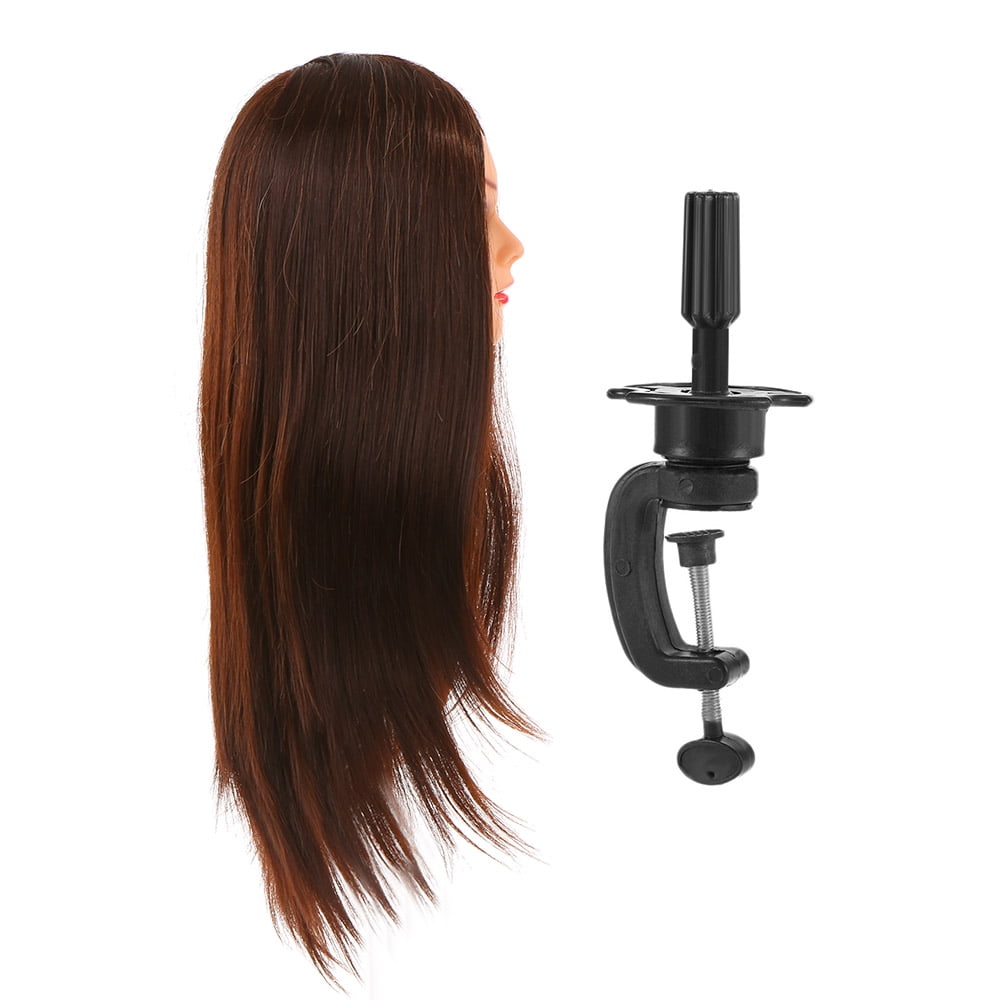 Radirus 30% Human Hair Mannequin Head, Clamp Holder for Braiding Hair Styling Practice, 24'' Dummy Head for Hairdresser Cosmetology