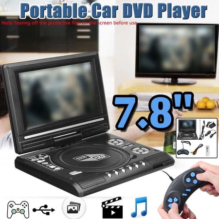 Radirus 7.8 Inch Rotatable LCD Screen DVD Player, Portable VCD MP3 Viewer for Home and Car
