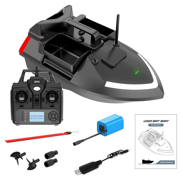 Radirus Remote Control Bait Boat GPS Fishing Boat with Dual Motor Fish Finder Automatic Cruise Return Walmart