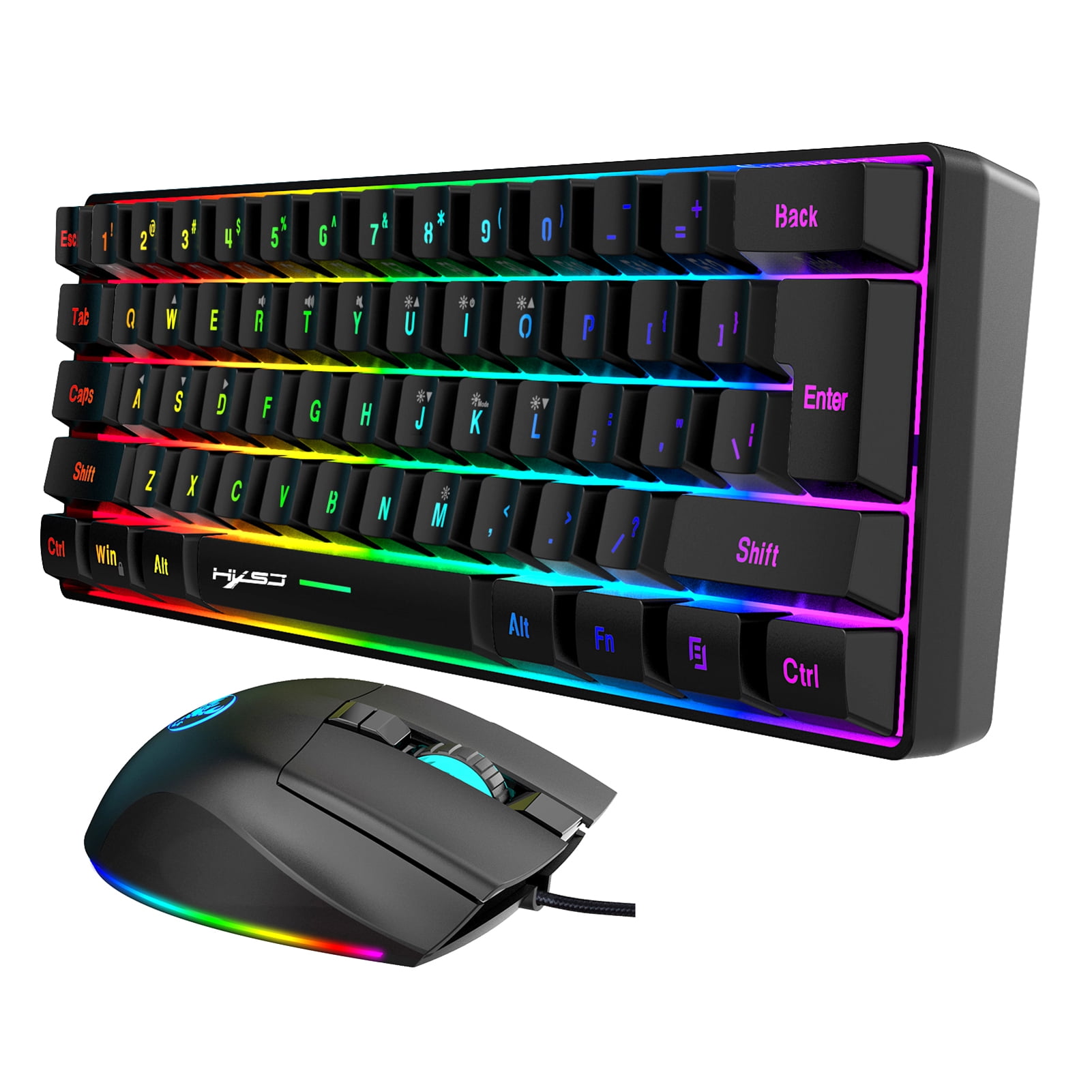 Radirus Wired Keyboard and Mouse Combo, 61-Key Gaming Keyboard with Effects and Ergonomic Design, Perfect for Computer and Network Users