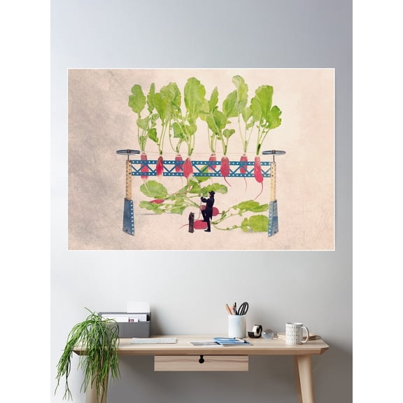 Radish Print Poster Wall Art, Modern Wall Decor For Living Room Bedroom, 8x12 UNFRAMED
