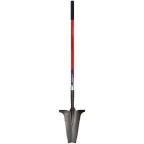 Root Slayer 22511 Multifunctional Garden Shovel with Serrated Root-Cutting Blade, Inverted V-Tip, Reinforced Step Plate and Fiberglass Long Handle