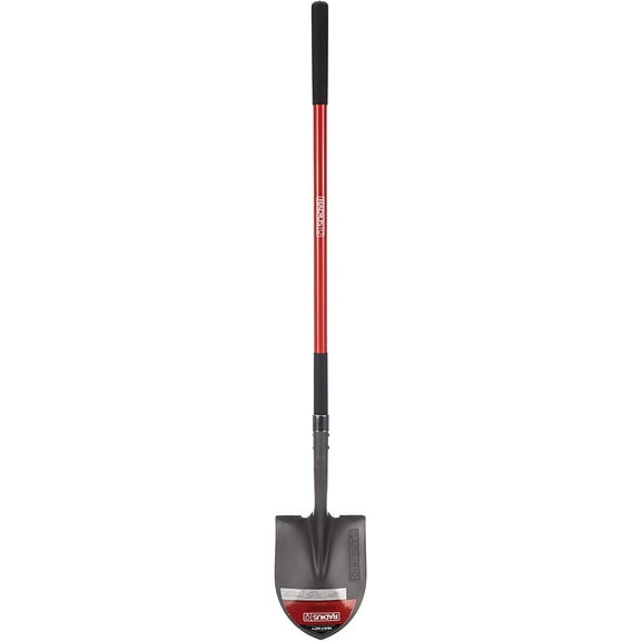 Radius Garden 58-in Long Handle Round Point Digging Shovel, Steel Shovel Head with Fiberglass Shaft