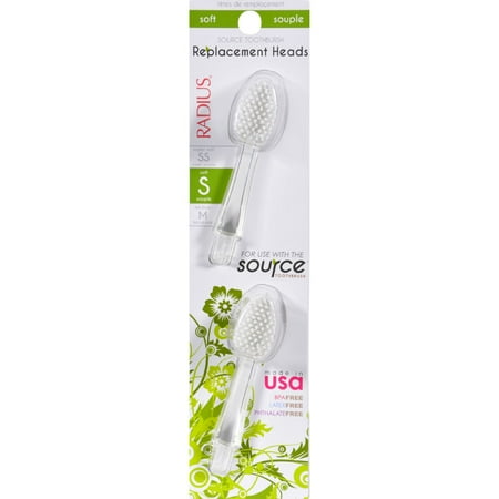RADIUS Toothbrush Replacement Heads for Source Brush, Big Brush, and Tour Brush Soft 2-Count Improve Gum Health & Reduce Gum Issues - Pack of 3