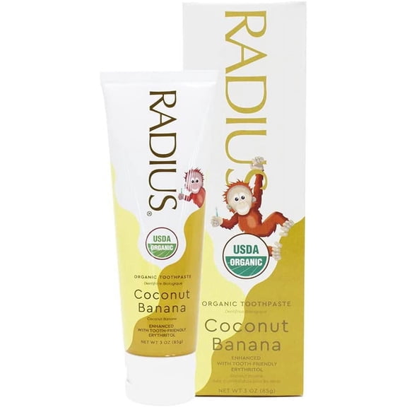 Radius Kid's Organic Toothpaste Coconut Banana - 3 oz Pack of 4