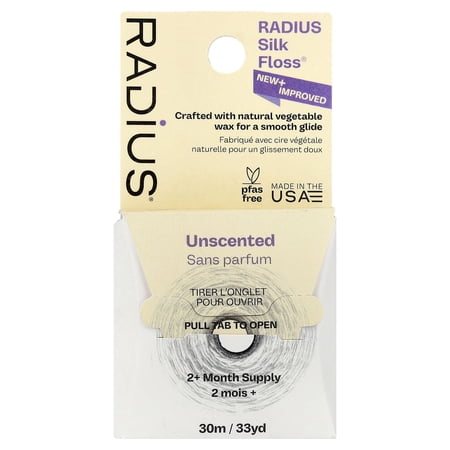 RADIUS - Natural Biodegradable Silk Floss, Soft and Smooth for Total Tooth and Gum Protection (33 Yrd)