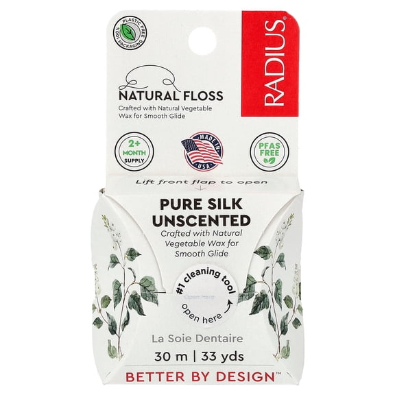 RADIUS Natural Floss, Pure Silk, Unscented, 33 yds (30 m)