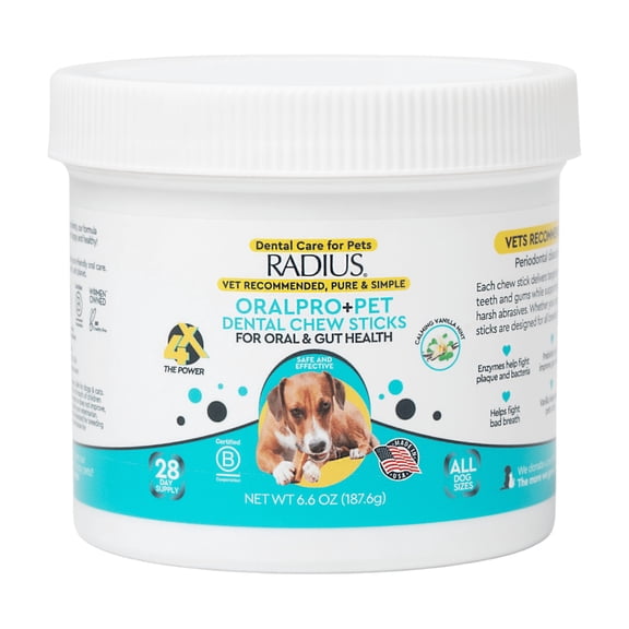 RADIUS Pets Oral and Gut Health OralPro+ Dental Chew Sticks, 28 Count