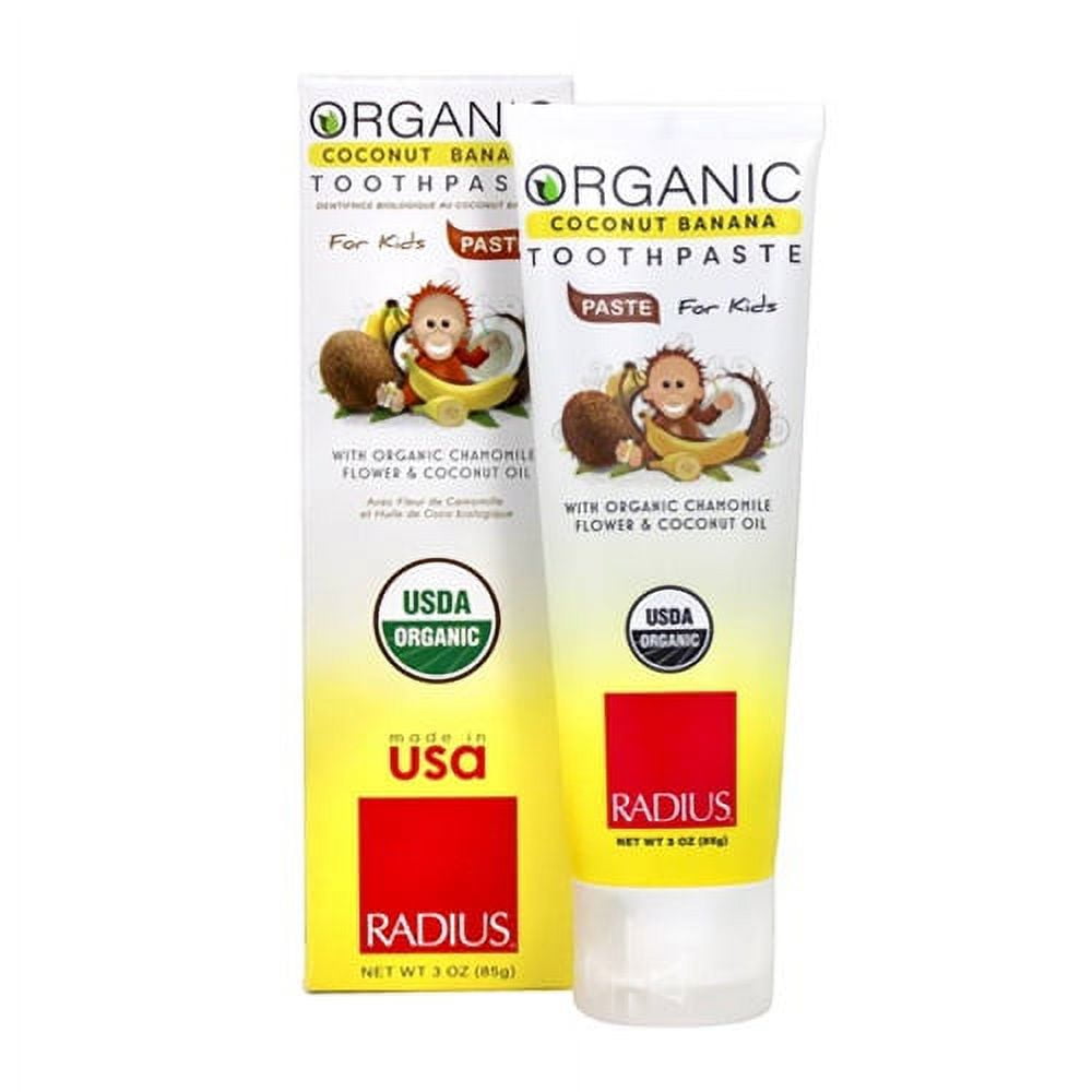 Radius Organic Childrens Coconut Oil Toothpaste With Coconut Banana For Ages 6 Months Plus, 3 Oz, 3 Pack