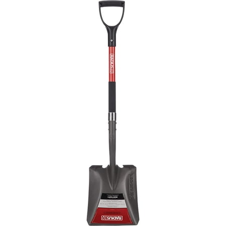 Radius Premium D-Handle Square-Point Shovel, Steel Shaft