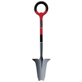 Root Slayer 22011 Multifunctional Garden Shovel with Serrated Root-Cutting Blade, Inverted V-Tip, Reinforced Step Plate and Ergonomic O-Handle