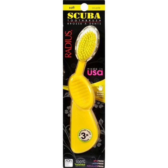 Radius Scuba Right Hand Toothbrush Soft Bristles - 1 Toothbrush - Pack of 6