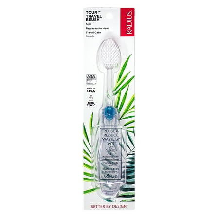 Radius Tour Travel Toothbrush, Adult Gum Health, Replaceable Head, Soft Bristles - 1 Count