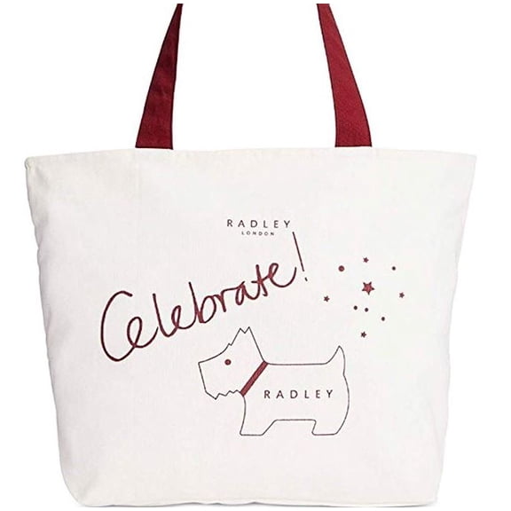 Radley London Celebrate Canvas Top Zip Tote RED