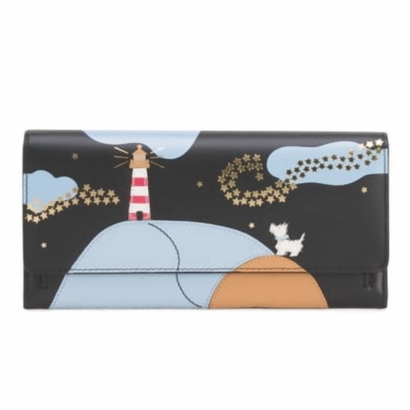 Radley London Lighthouse Large Flap Over Matinee Wallet Leather Black Scottie