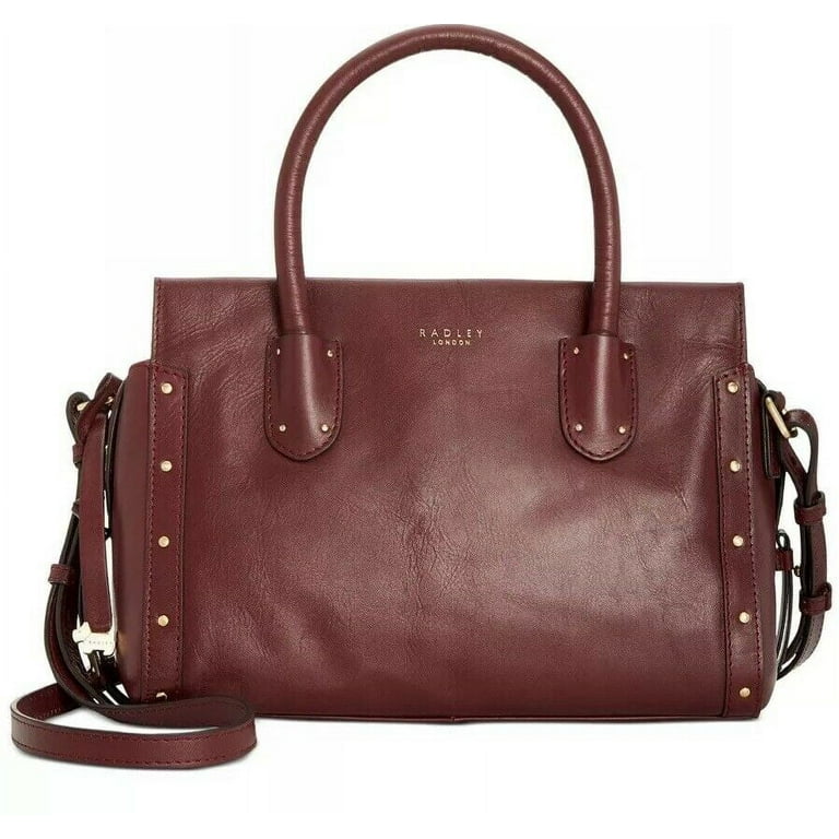 Radley London Zip Top Studded Multiway Leather Satchel Port Gold