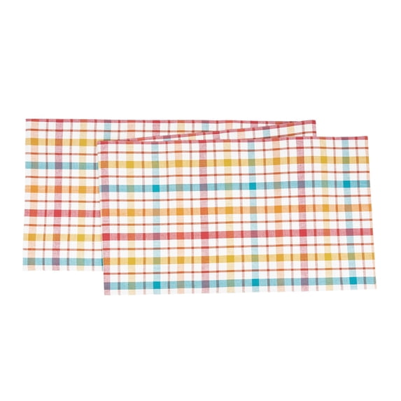 Radley Plaid Woven Reversible Colorful Summertime Table Runner 13" x 72"
