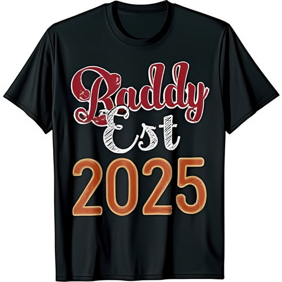 Radly Est 2025 Vintage Handwritten Black T-Shirt Celebratory Design