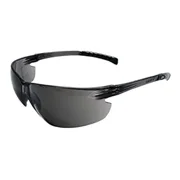 Radnor Glasses Safety Gray Anti-Scratch Classic Plus Unframed Charcoal Flexible Temple with Grips Wrap-Around Single Ansi Z87+ 1 Box of 12