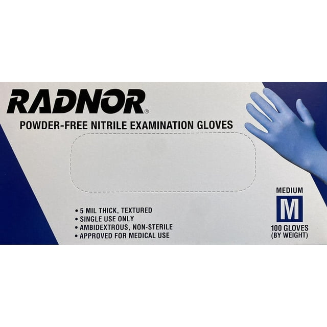 Radnor Medium Blue PowderFree Nitrile Examination Gloves (100