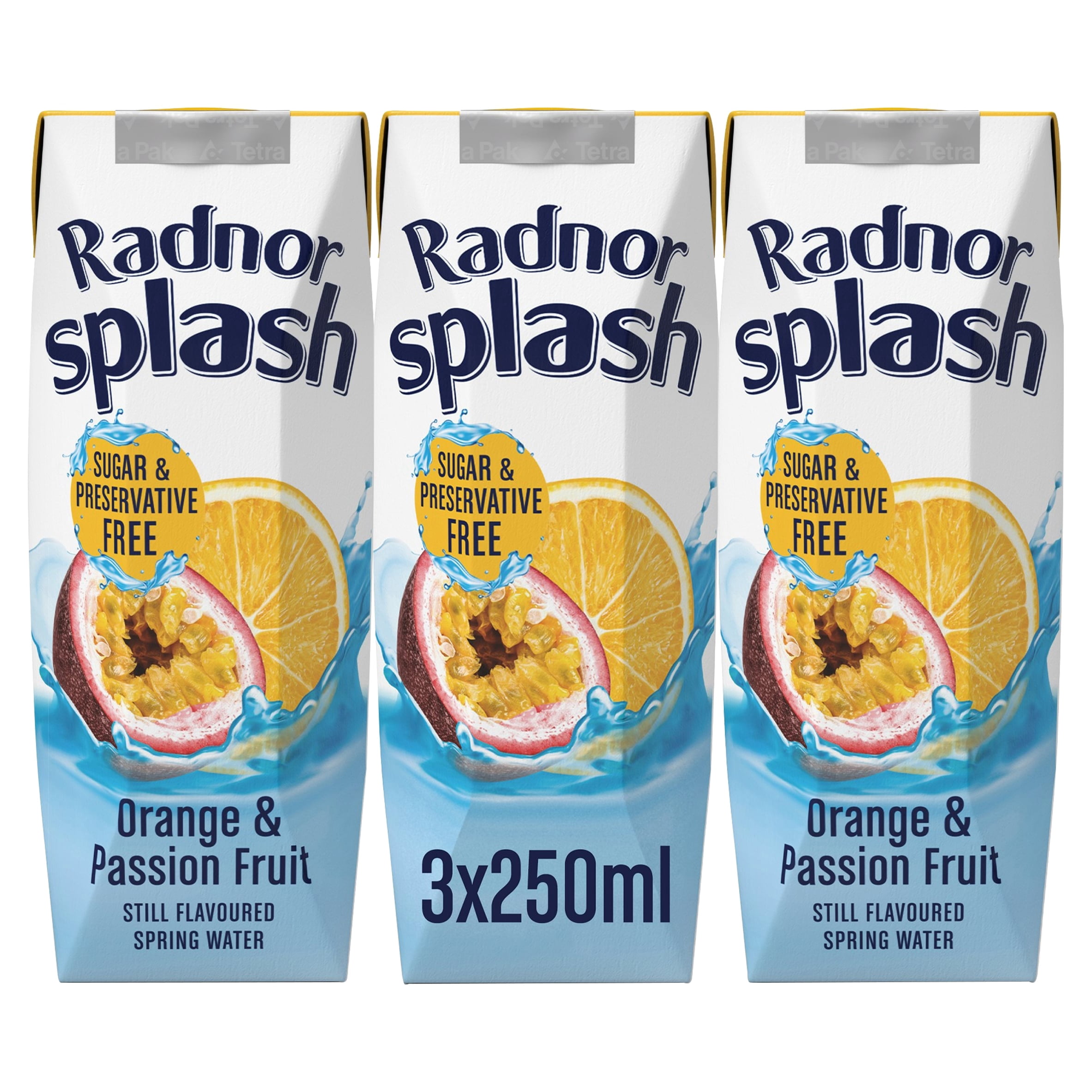 Radnor Splash Orange & Passion Fruit 3X250ml, Imported from Britain