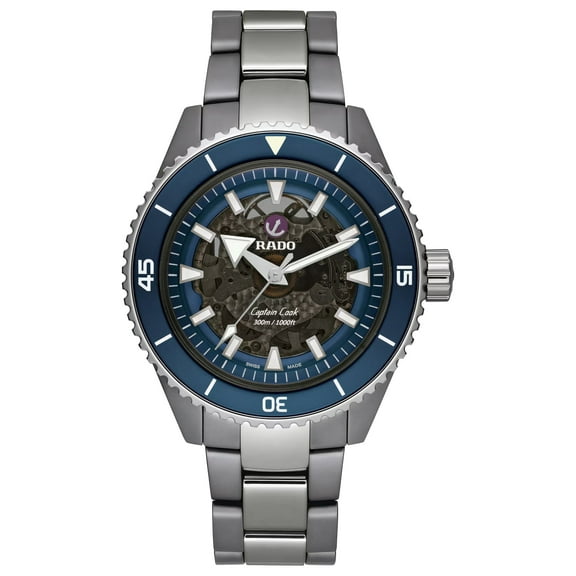 Rado Captain Cook Men's Grey Ceramic Blue Dial Automatic Watch R32128202